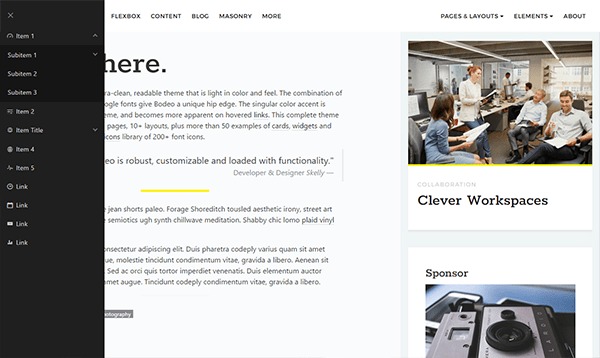Off-canvas sidebar
